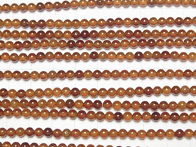 [Video] Hessonite Garnet AA+ Round 4mm 1strand beads (aprx.15inch / 37cm)