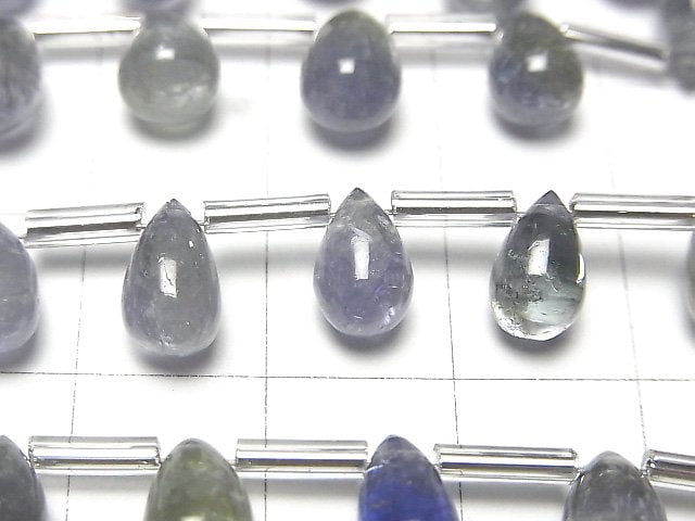 [Video]High Quality Bi-color Tanzanite AAA- Drop (Smooth) 1strand beads (aprx.7inch/18cm)