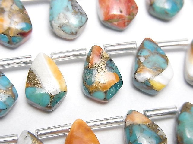 [Video] Oyster Copper Turquoise Deformed Diamond 12x8mm half or 1strand (8pcs)