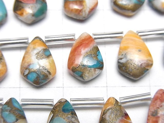 [Video] Oyster Copper Turquoise Deformed Diamond 12x8mm half or 1strand (8pcs)