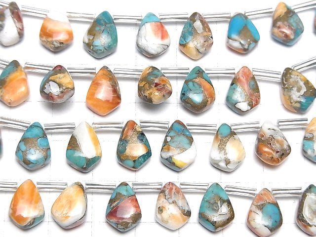 [Video] Oyster Copper Turquoise Deformed Diamond 12x8mm half or 1strand (8pcs)