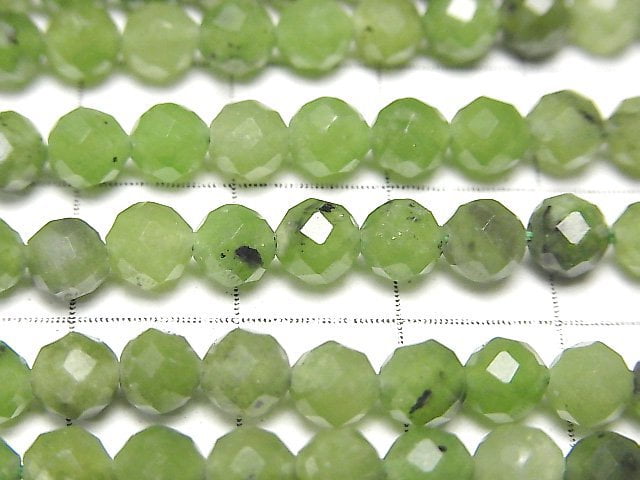 [Video] High Quality! Russia Nephrite Jade AA++ Faceted Round 5mm 1strand beads (aprx.15inch / 36cm)