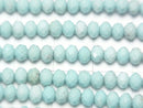 [Video] High Quality! Magnesite Turquoise Faceted Button Rondelle 4x4x3mm 1strand beads (aprx.15inch / 37cm)