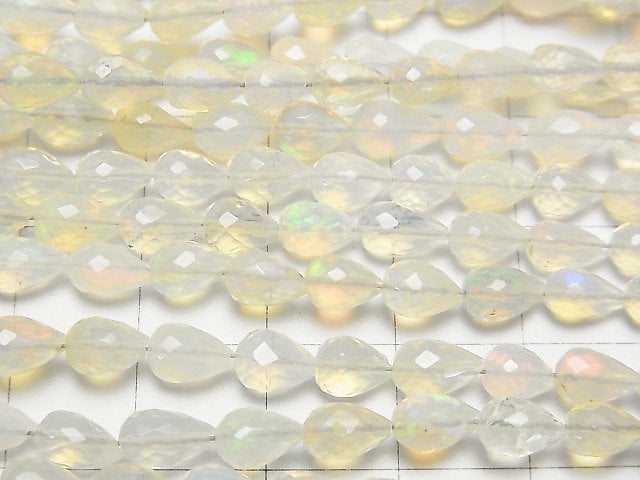 [Video] High Quality Ethiopia Opal AAA Vertical Hole Faceted Drop half or 1strand beads (aprx.18inch / 44cm)