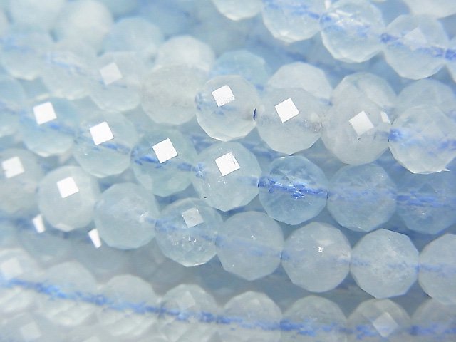 Aquamarine, Faceted Round Gemstone Beads