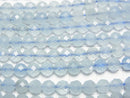 [Video] High Quality! Aquamarine AAA- Faceted Round 5mm half or 1strand beads (aprx.15inch / 38cm)
