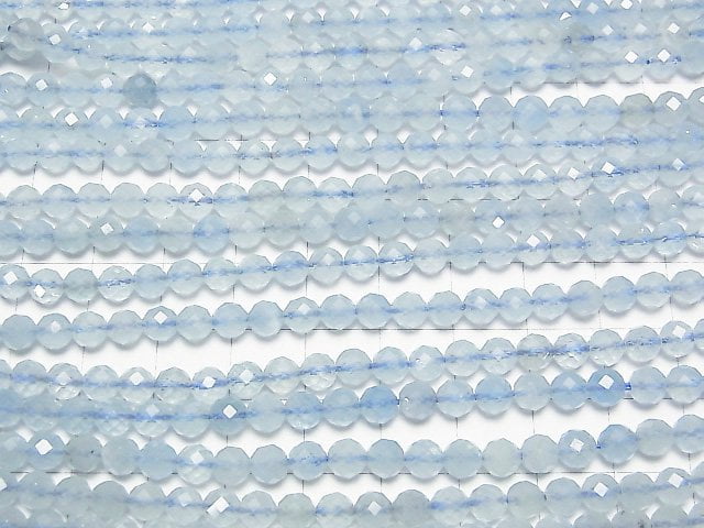 [Video] High Quality! Aquamarine AAA- Faceted Round 5mm half or 1strand beads (aprx.15inch / 38cm)