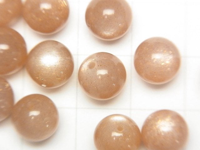 [Video] Orange Moonstone AAA Half Drilled Hole Round 8mm 5pcs