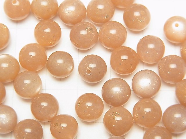 [Video] Orange Moonstone AAA Half Drilled Hole Round 8mm 5pcs