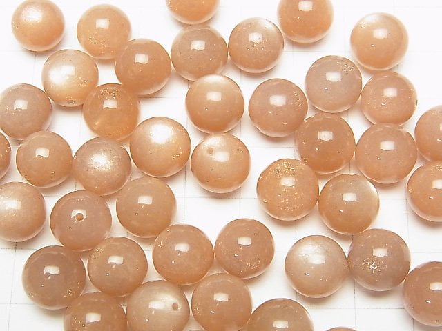 [Video] Orange Moonstone AAA Half Drilled Hole Round 10mm 5pcs