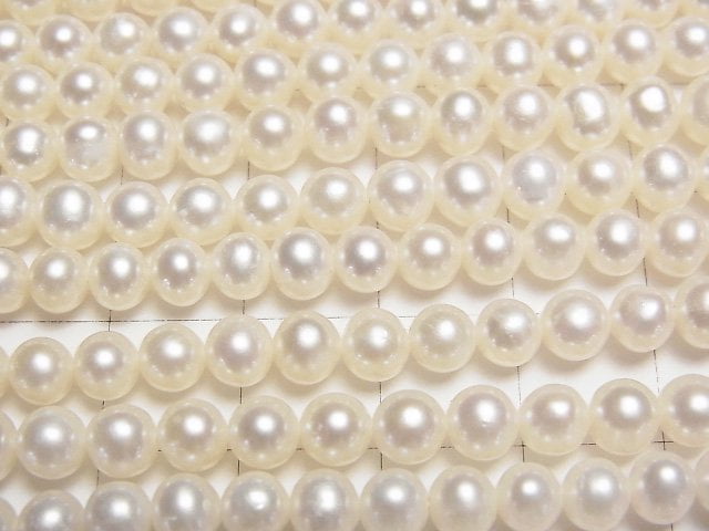 [Video] Fresh Water Pearl AAA Semi Round 5-5.5mm White 1strand beads (aprx.15inch / 38cm)