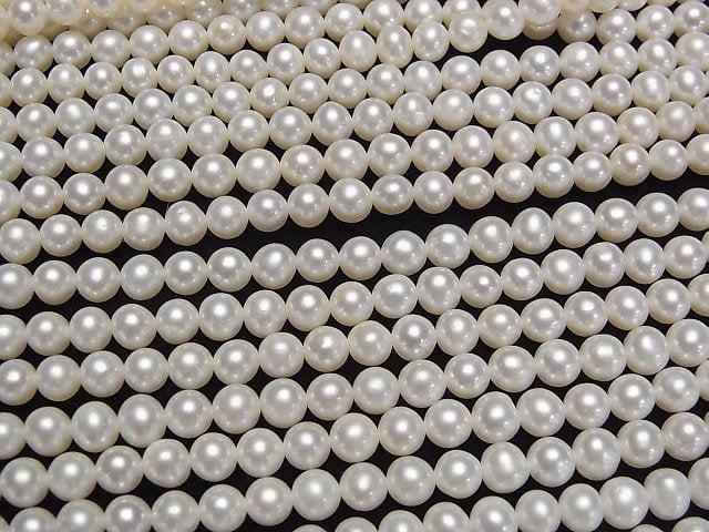 [Video] Fresh Water Pearl AAA Semi Round 5-5.5mm White 1strand beads (aprx.15inch / 38cm)