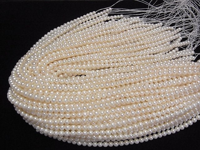 [Video] Fresh Water Pearl AAA Semi Round 5-5.5mm White 1strand beads (aprx.15inch / 38cm)