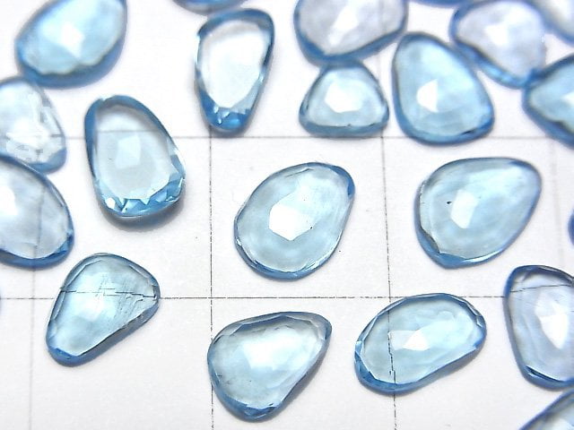 [Video] High Quality Swiss Blue Topaz AAA Loose stone Freeform Single Sided Rose Cut 5pcs