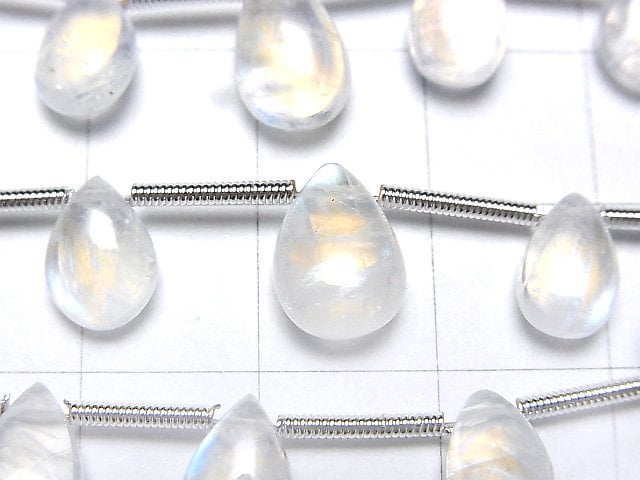 [Video] High Quality Rainbow Moonstone AAA Pear shape (Smooth) 1strand (13pcs)