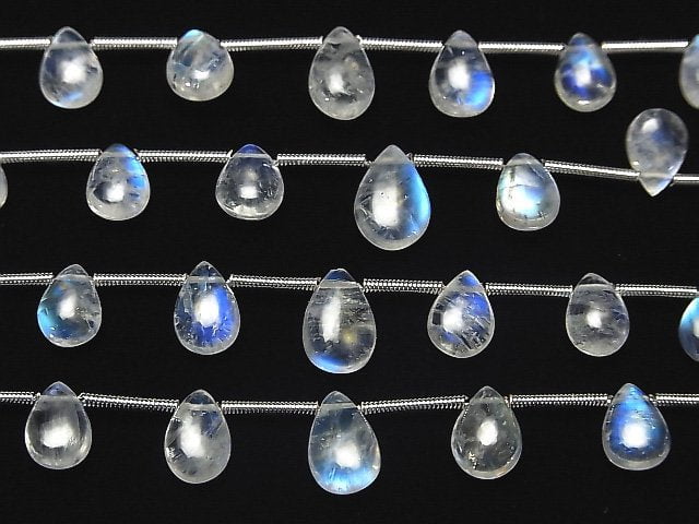 [Video] High Quality Rainbow Moonstone AAA Pear shape (Smooth) 1strand (13pcs)