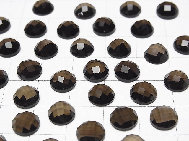 [Video] High Quality Smoky Quartz AAA Round Faceted Cabochon 8x8mm 4pcs