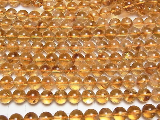 [Video] Brandy Phantom Citrine AAA- Round 8mm half or 1strand beads (aprx.15inch / 37cm)