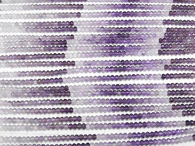 [Video] High Quality! Amethyst AA++ Faceted Button Rondelle 4x4x2.5mm 1strand beads (aprx.12inch / 29cm)