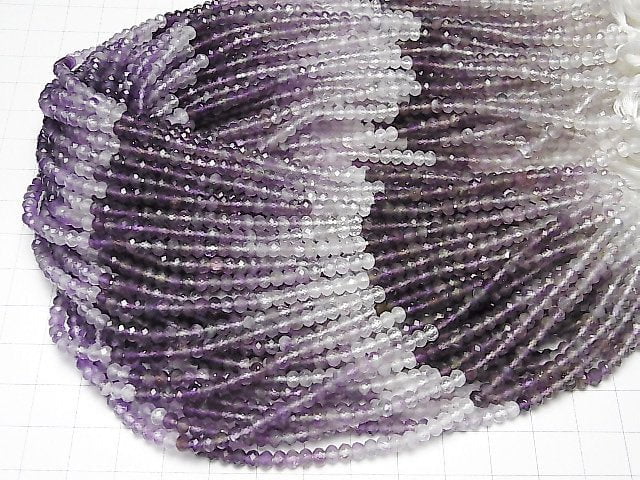 [Video] High Quality! Amethyst AA++ Faceted Button Rondelle 4x4x2.5mm 1strand beads (aprx.12inch / 29cm)