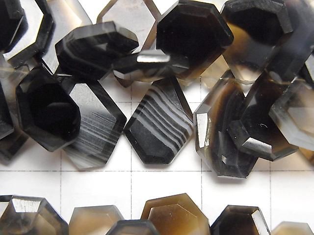 [Video] Black Striped Agate Rough Slice Faceted Half or 1-Strand Beads (approx. 3 inches/8 cm)