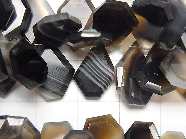 [Video] Black Stripe Agate AAA Rough Slice Faceted half or 1strand beads (aprx.3inch/8cm)