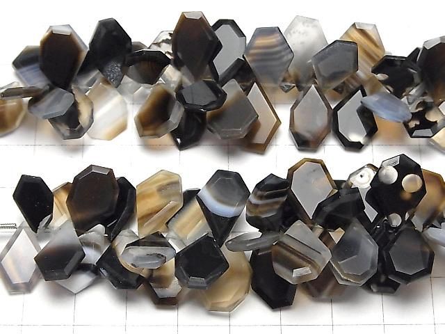[Video] Black Striped Agate Rough Slice Faceted Half or 1-Strand Beads (approx. 3 inches/8 cm)