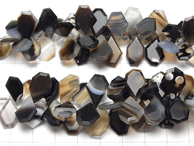 [Video] Black Stripe Agate AAA Rough Slice Faceted half or 1strand beads (aprx.3inch/8cm)