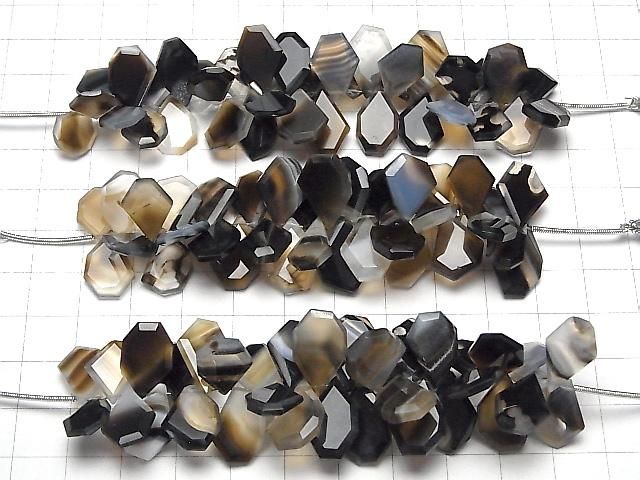 [Video] Black Striped Agate Rough Slice Faceted Half or 1-Strand Beads (approx. 3 inches/8 cm)