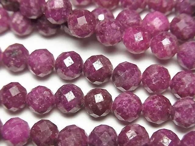 [Video] High Quality! Ruby AA+ 64Faceted Round 5mm half or 1strand beads (aprx.15inch/36cm)