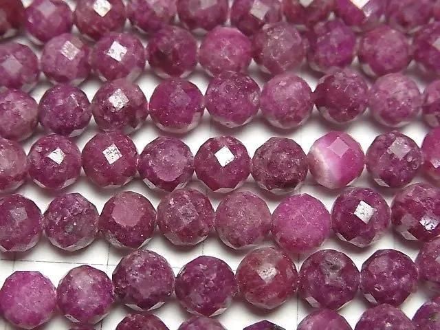 [Video] High Quality! Ruby AA+ 64Faceted Round 5mm half or 1strand beads (aprx.15inch/36cm)