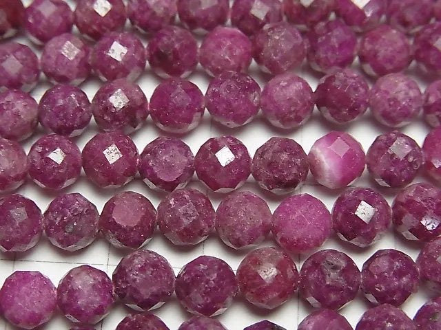 [Video] High Quality! Ruby AA+ 64Faceted Round 6mm half or 1strand beads (aprx.15inch / 36cm)