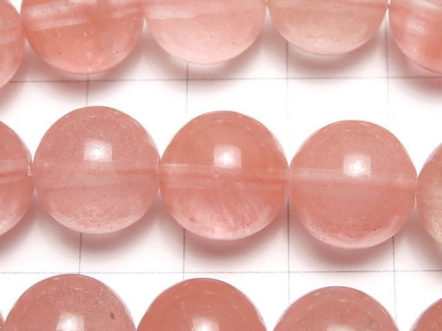 Cherry Quartz Glass  Round 12mm 1strand beads (aprx.14inch/35cm)