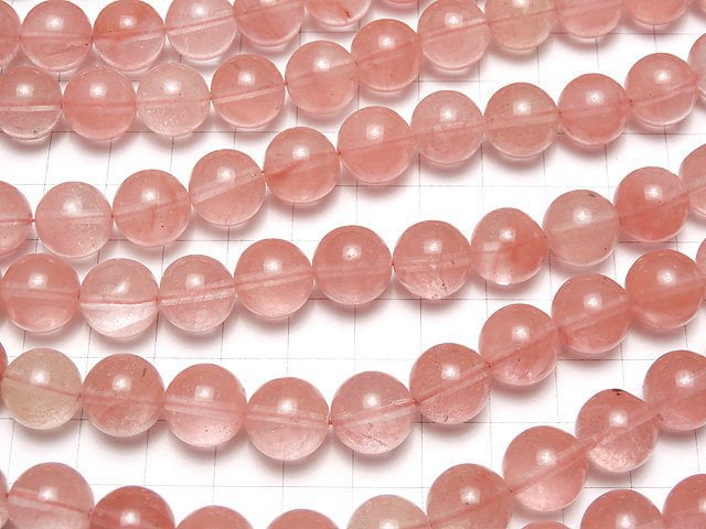 Cherry Quartz Glass  Round 12mm 1strand beads (aprx.14inch/35cm)