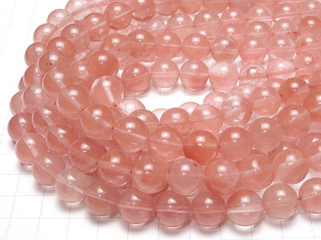 Cherry Quartz Glass  Round 12mm 1strand beads (aprx.14inch/35cm)