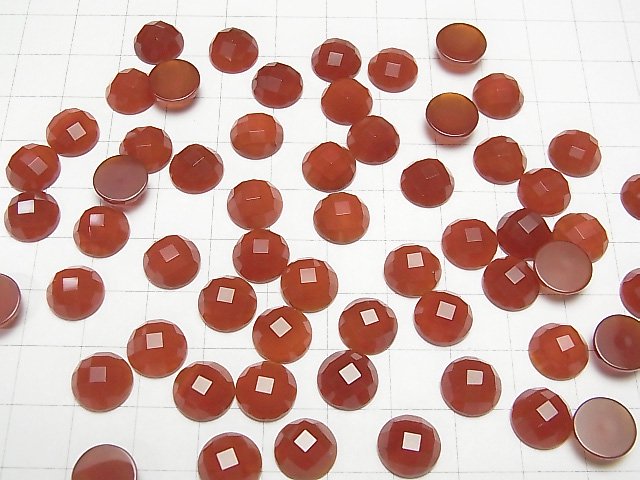 Red Agate Round Faceted Cabochon 10x10mm 5pcs