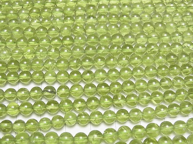 [Video] Peridot AAA- Round 6mm 1/4 or 1strand beads (aprx.15inch / 38cm)