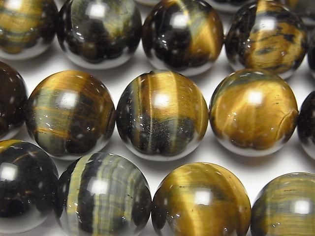 [Video] Mixed Tiger's Eye AAA Round 16mm 1/4 or 1-strand beads (approx. 15 inches/36 cm)