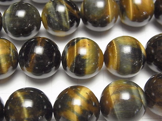 [Video] Mix Tiger's Eye AAA Round 16mm half or 1strand beads (aprx.15inch / 37cm)