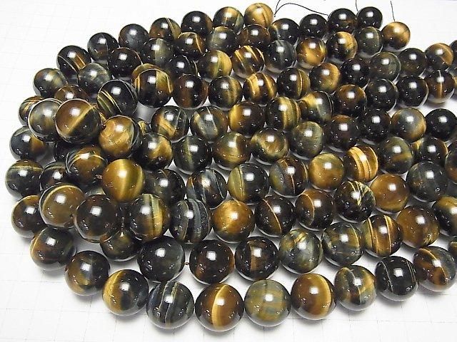 [Video] Mixed Tiger's Eye AAA Round 16mm 1/4 or 1-strand beads (approx. 15 inches/36 cm)