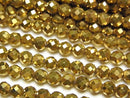 [Video]High Quality! Hematite Faceted Round 4mm Gold Coated 1strand beads (aprx.15inch/36cm)