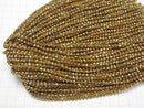 [Video]High Quality! Hematite Faceted Round 4mm Gold Coated 1strand beads (aprx.15inch/36cm)