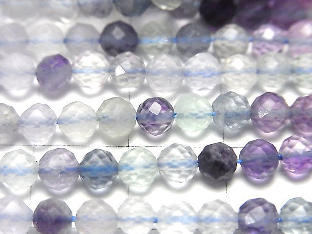 [Video] High Quality! Multicolor Fluorite AAA- Faceted Round 4mm 1strand beads (aprx.15inch / 36cm)