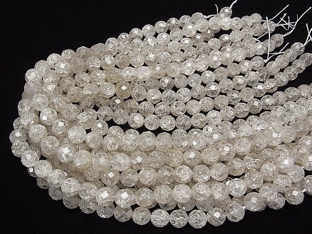 [Video] Crack Smoky Quartz 64Faceted Round 10mm half or 1strand beads (aprx.15inch/38cm)