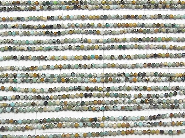 [Video] High Quality! Turquoise AA Faceted Round 2mm 1strand beads (aprx.15inch / 37cm)