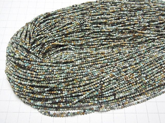 [Video] High Quality! Turquoise AA Faceted Round 2mm 1strand beads (aprx.15inch / 37cm)