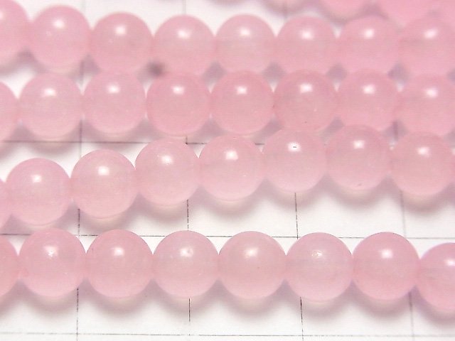 Pink color Jade (clear type) Round 6mm 1strand beads (aprx.15inch / 37cm)