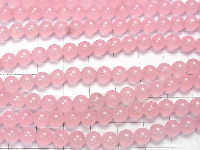 Pink color Jade (clear type) Round 6mm 1strand beads (aprx.15inch / 37cm)