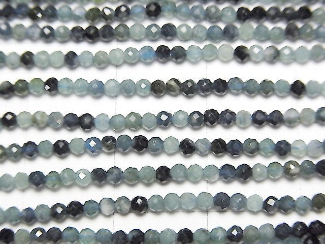 [Video]High Quality! Indigolite Tourmaline AA++ Faceted Round 2mm 1strand beads (aprx.15inch/37cm)