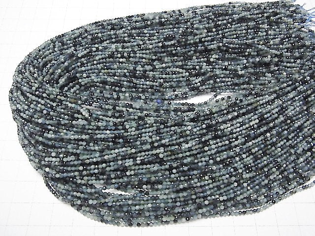 [Video]High Quality! Indigolite Tourmaline AA++ Faceted Round 2mm 1strand beads (aprx.15inch/37cm)